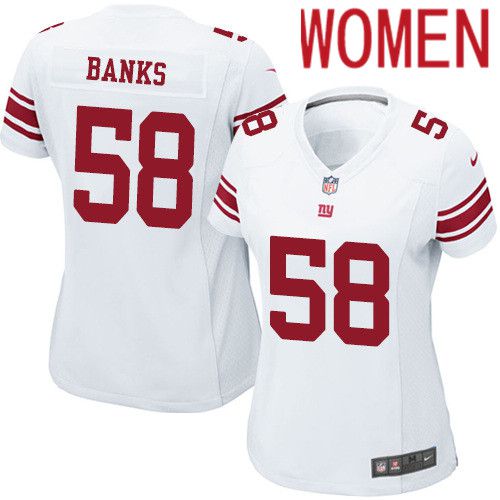Women New York Giants #58 Carl Banks Nike White Game NFL Jersey